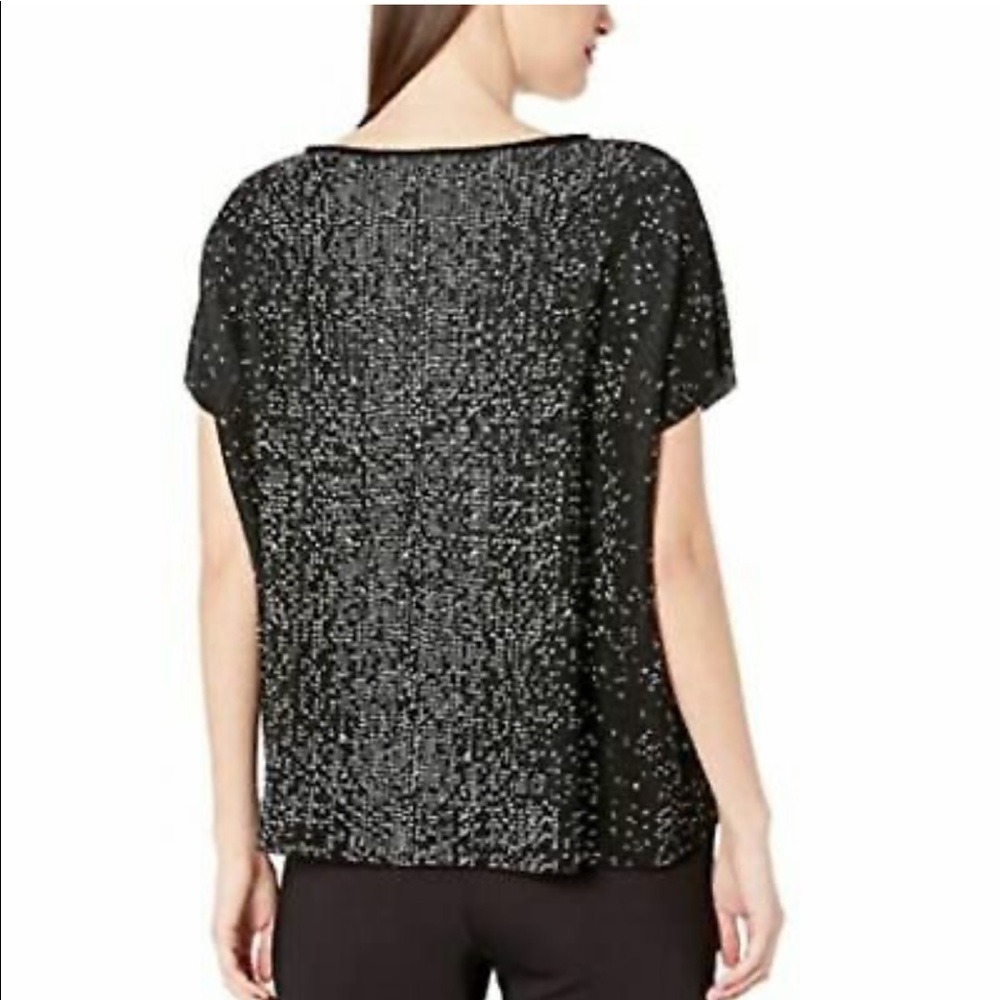 NWOT EILEEN FISHER Petite Sleek Tencel Printed Short-Sleeve Sweater Size…